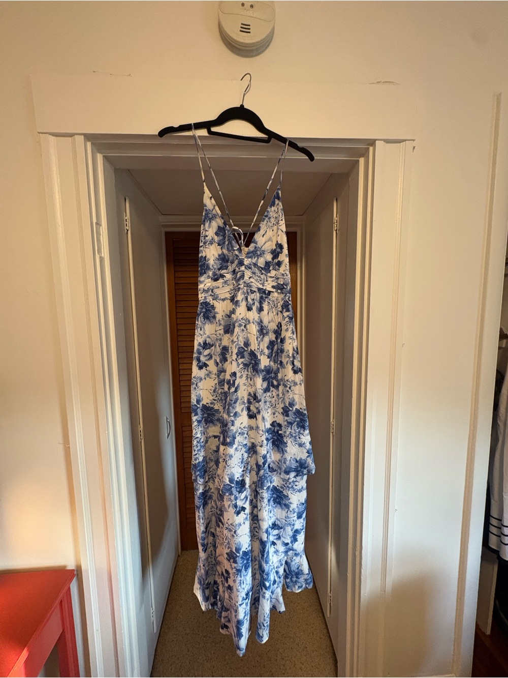 Abercrombie & Fitch White Maxi Dress with Blue Floral Print